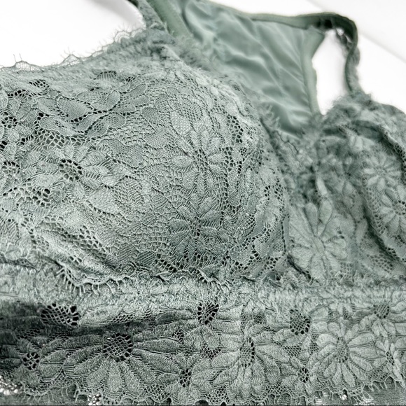 Aerie Lace Bralette Padded Racerback Green Sz XL - Picture 4 of 5